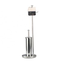 EasyStore Butler Toilet Paper Holder Stand and Flex Toilet Brush with Shelf, Stainless Steel